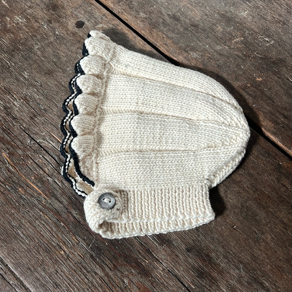 Misha And Puff Cream Knit Hat with Black Trim